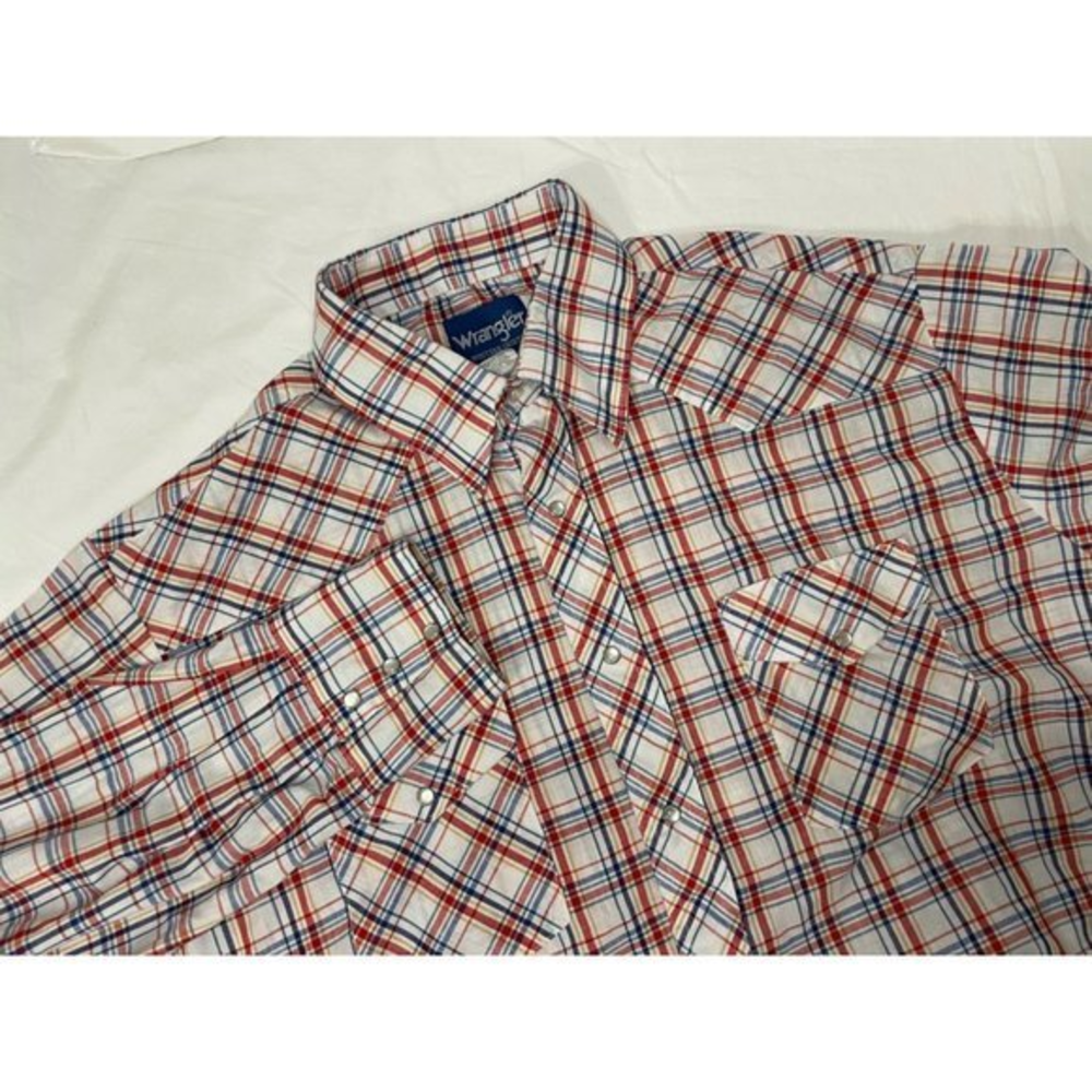 Wrangler Western Shirts Vintage Plaid Pearl‎ Snap Long Sleeve Shirt Size XL